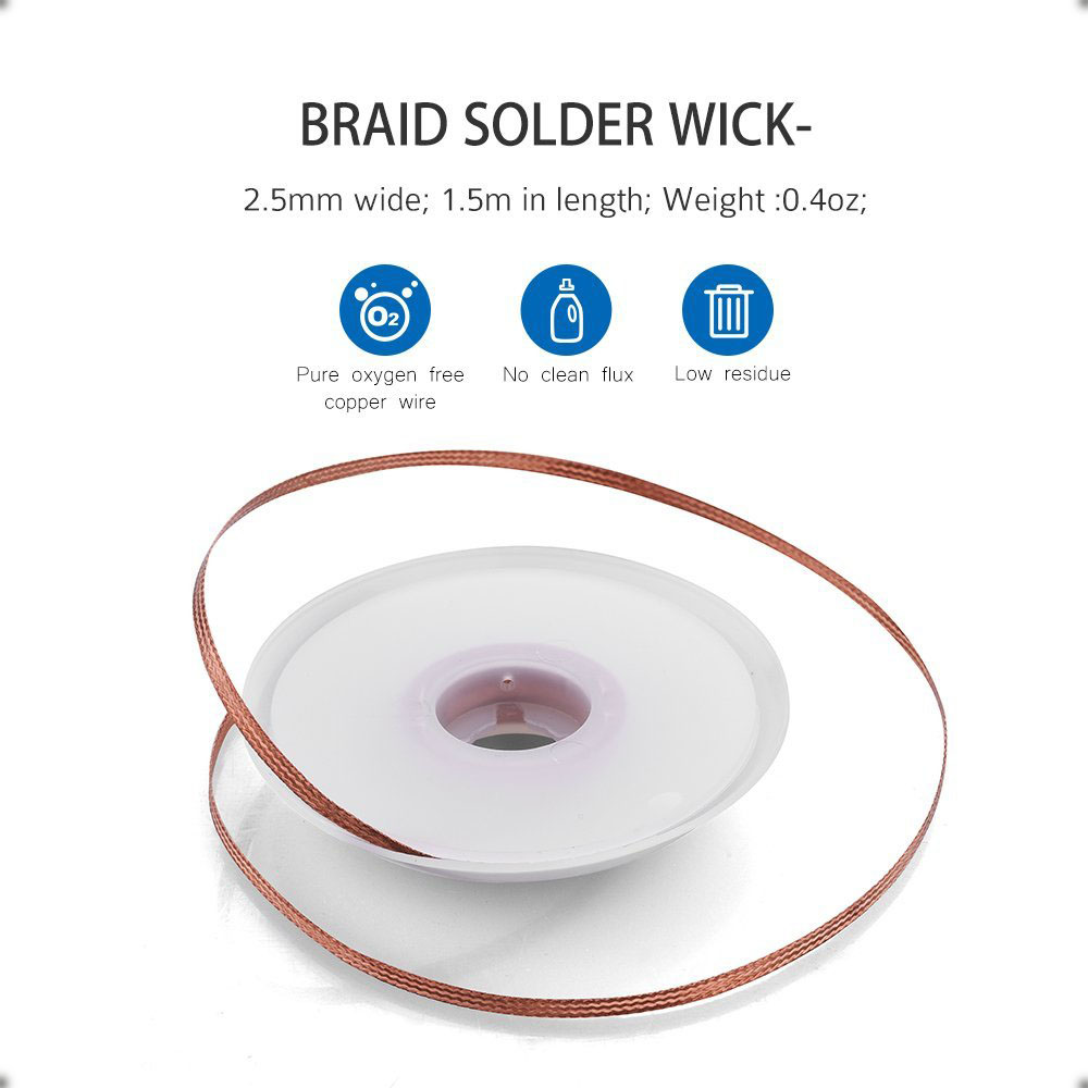 5 Ft. X 3mm Desoldering Braid / Wick – Copper Desoldering Strand For Electronics Repair
